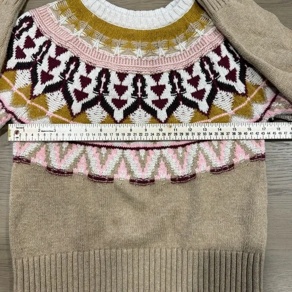 Sundance Fair Isle Knit Sweater PS Nordic Pattern Cotton Blend Crewneck Hippie - Picture 10 of 12